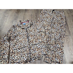 Simply Vera Vera Wang 2-Piece Pajama Top & Pajama Bottoms Set Fleece Leopard M